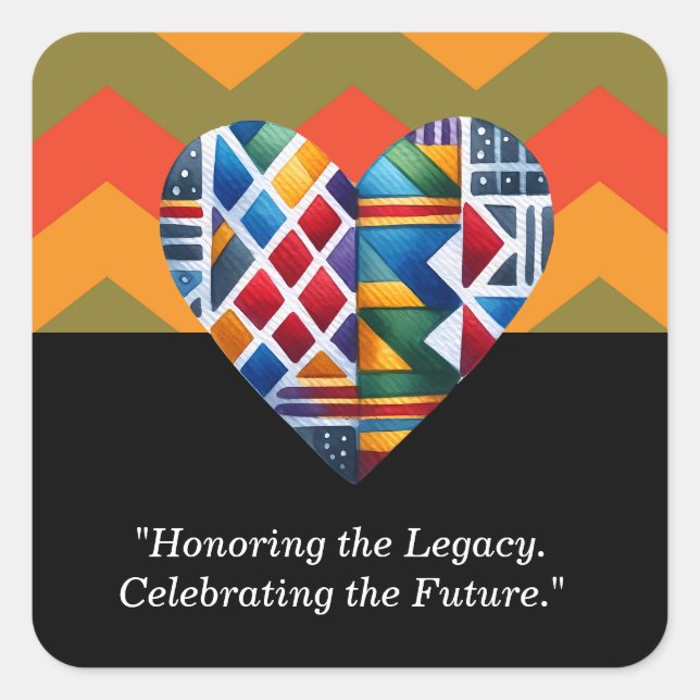 Mes de historia negra Pegatina de Heart Square | (Anverso)