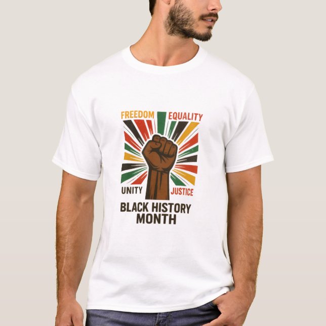Mes de la historia negra: camiseta de unidad y jus (Anverso)