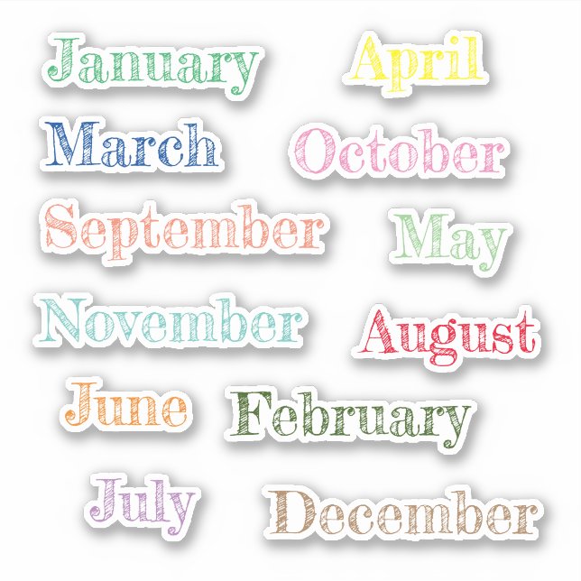 Mes Pegatina de vinilo de corte Personalizado, Mes (Anverso)