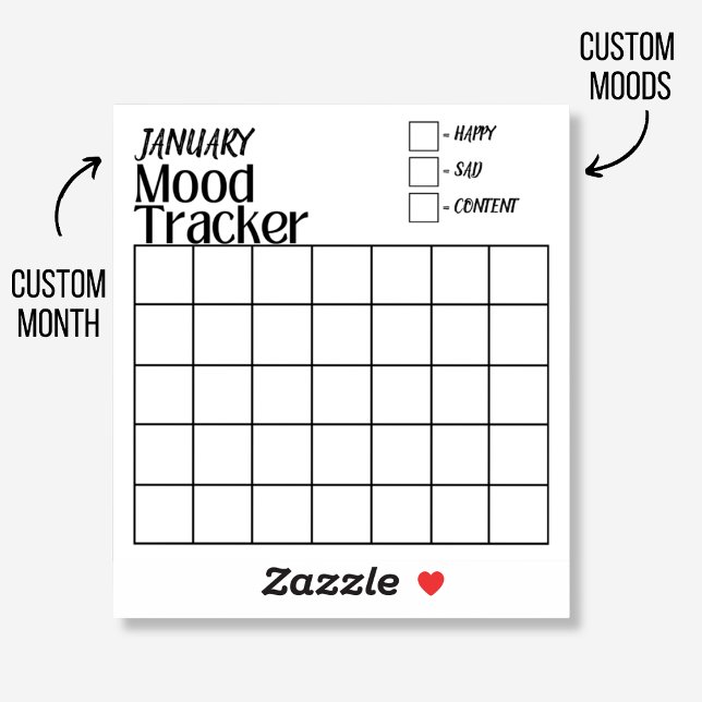 Mes y estado de ánimo del personalizado | Pegatina (Monthly mood tracker sticker with customized moods for your bullet journal.)