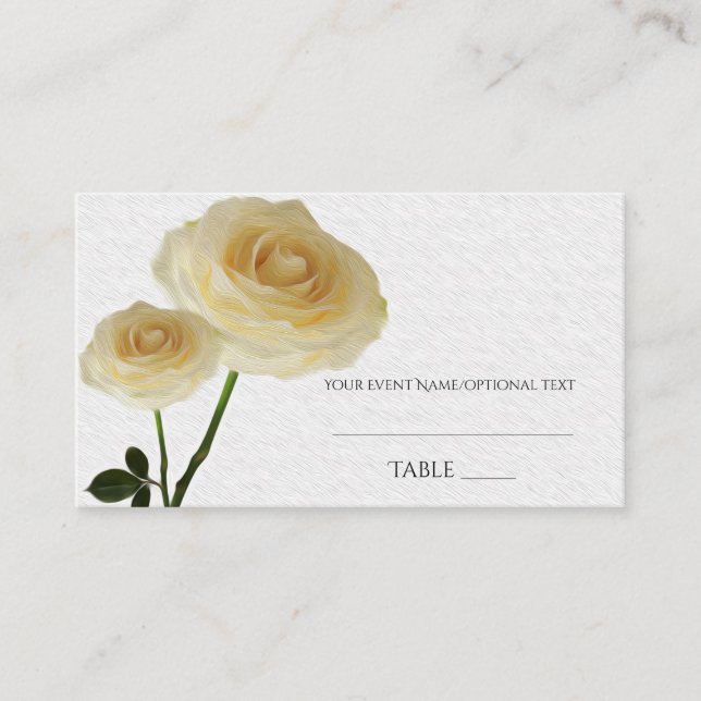 Mesa 2 Rosas Pintadas de Blanco Tarjeta de Lugar de Asi (Anverso)