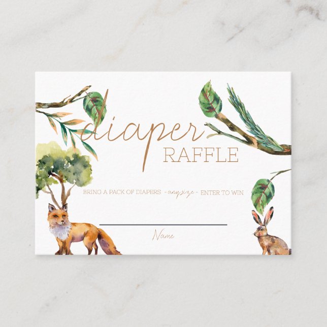 Mesa Animales forestales de Woodland | Tarjeta Raffle D (Anverso)