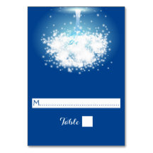 Árbol, luces brillantes, boda azul tarjeta de posi