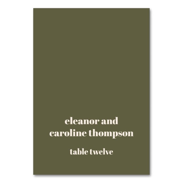 Mesa Audaz Olive Fall Retro - Tarjeta de lugar de boda  (Anverso)