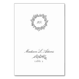 Mesa Black White Elegant Leaf Tarjeta plegable de nombr