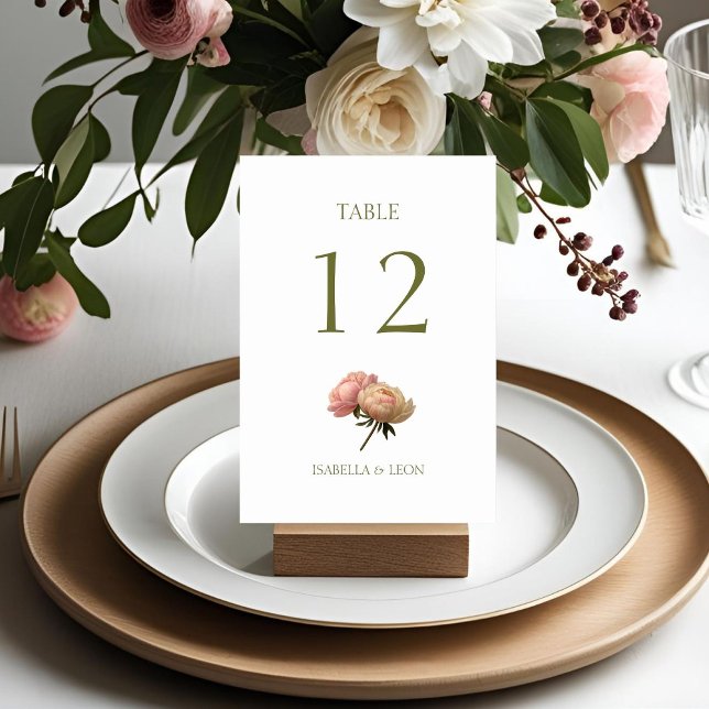Mesa Blanca | Tarjeta de número de tabla del Boda Rosa (Subido por el creador)