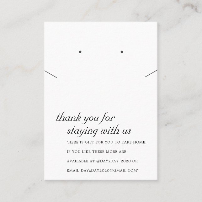 MESA BLANCO Y NEGRO GRACIAS NECKLACE TARJETA DE GANANCI (Anverso)