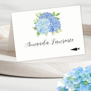 Mesa Blue Hydrangea Nombre Tarjeta de lugar vegetariano