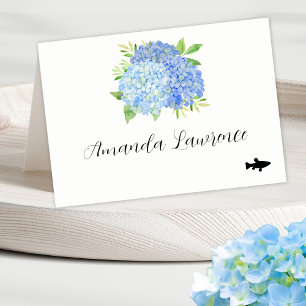 Mesa Blue Hydrangea Nombre Tarjeta de opción de comida