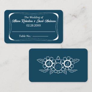 Mesa Boda azul y blanco Ocean tarjeta de lugar
