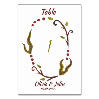 Mesa Boda de hojas botánicas Número de tarjeta de tabla