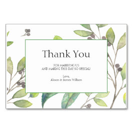Mesa Boda de hojas verdes tarjeta de agradecimiento