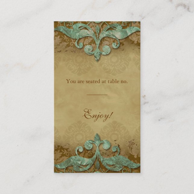Mesa Boda de la tarjeta antigua Verdigris (Anverso)