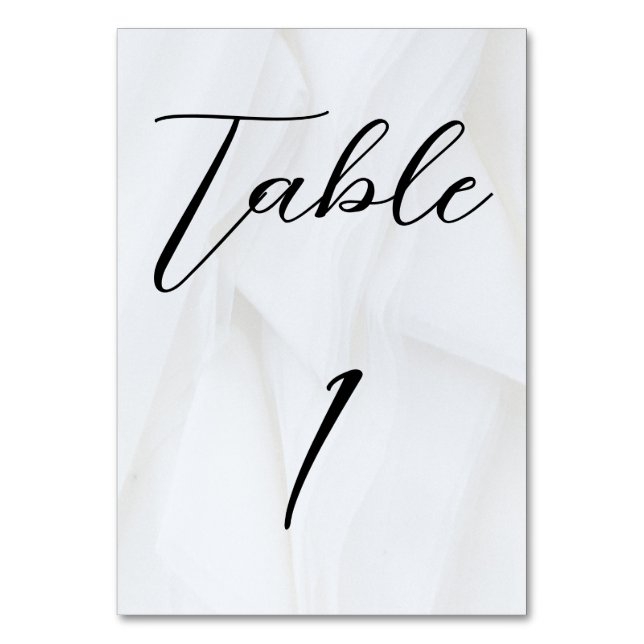 Mesa Boda de textura blanca Tarjeta de tabla número 1 (Anverso)
