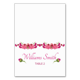 Mesa Boda floral romántico tarjeta de plaza