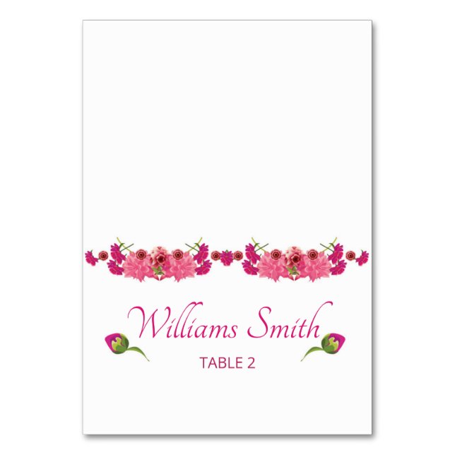 Mesa Boda floral romántico tarjeta de plaza (Anverso)