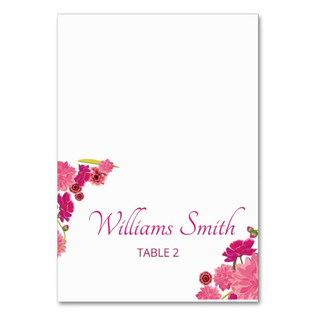 Mesa Boda floral Tarjeta de lugar (Anverso)