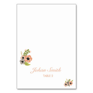 Mesa Boda floral Tarjeta de lugar