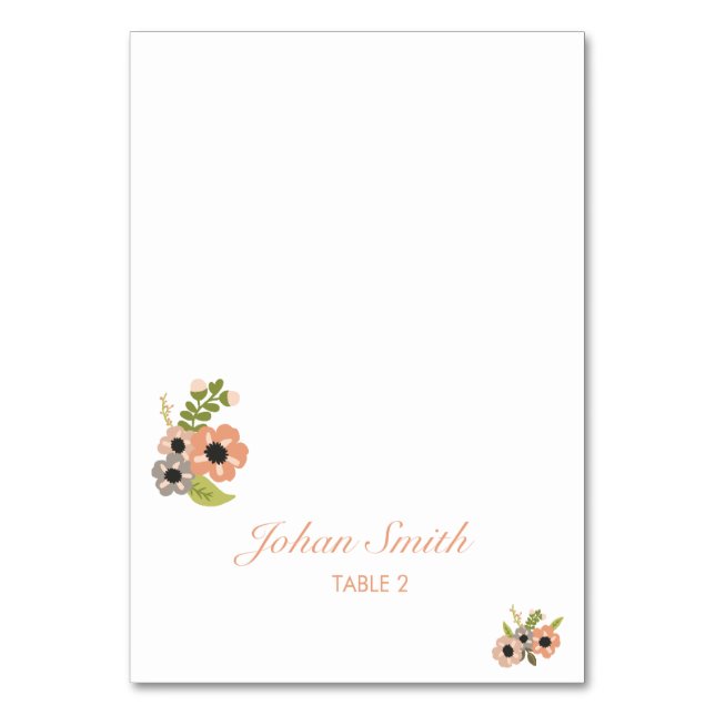 Mesa Boda floral Tarjeta de lugar (Anverso)