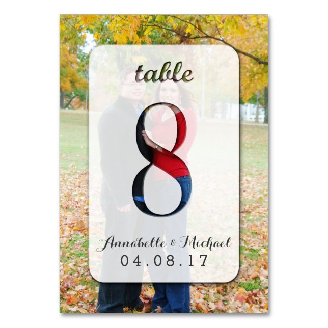 Mesa Boda fotográfico personalizado Tarjeta de tabla 8 (Anverso)