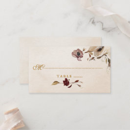 Mesa Burgundy Gold Floral Boda Tarjeta de plaza