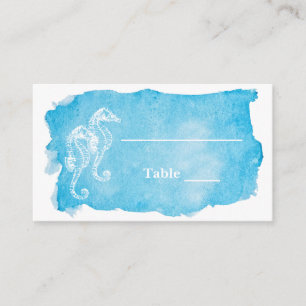 Mesa Caballo de mar con tarjeta de Boda de acuarela