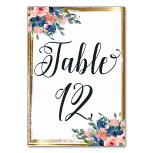 Mesa Caligrafía floral acuarela Tarjeta de tabla 12