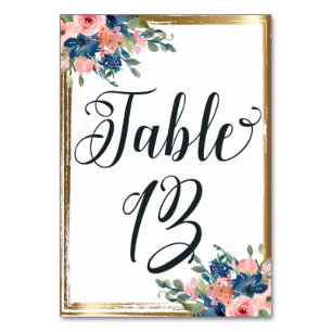Mesa Caligrafía floral acuarela Tarjeta de tabla 13