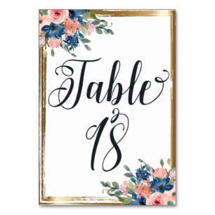 Mesa Caligrafía floral acuarela Tarjeta de tabla 18