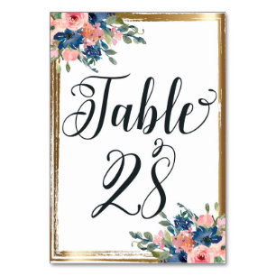 Mesa Caligrafía floral acuarela Tarjeta de tabla número