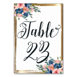 Mesa Caligrafía floral acuarela Tarjeta de tabla número