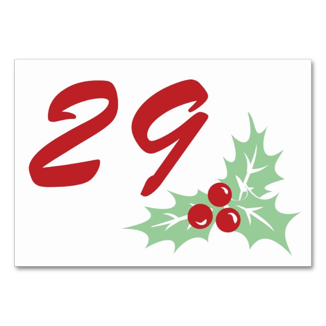 Mesa Candy Cane Holly | Tarjeta de número de tabla de p (Anverso)