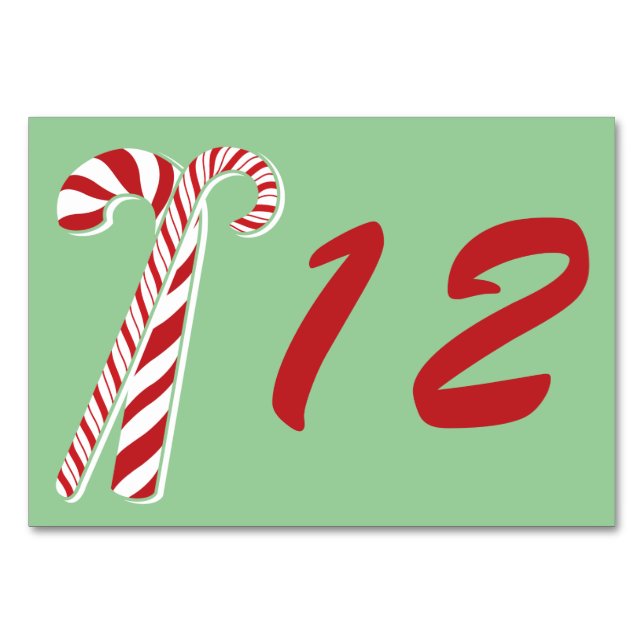 Mesa Candy Cane Holly | Tarjeta de número de tabla de p (Anverso)
