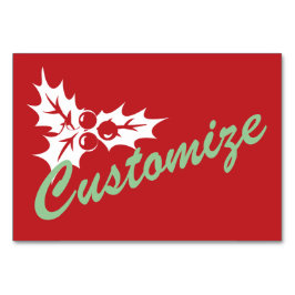 Mesa Candy Cane Holly | Tarjeta de tabla Personalizado 