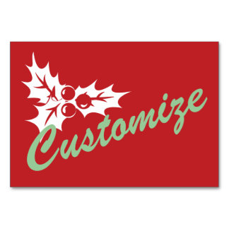 Mesa Candy Cane Holly | Tarjeta de tabla Personalizado 