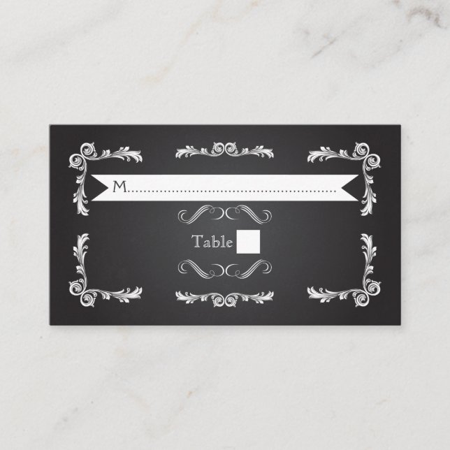 Mesa Cartón con tarjeta de lugar de boda de marco vinta (Anverso)
