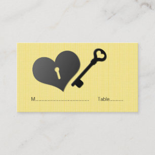 Mesa Cerradura del corazón amarillo y tarjeta de lugar