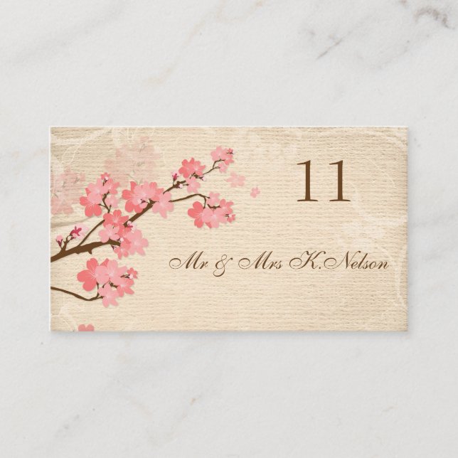 Mesa Cherry Blossom Place card/Table card Tarjeta de pr (Anverso)