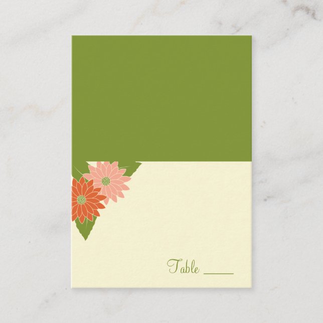 Mesa Chrysanthemum Tarjeta de lugar plegada - rosa/amar (Anverso)