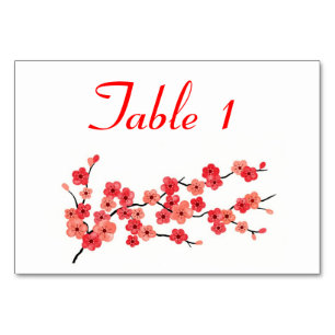 Mesa Colocar tarjeta con flores de cerezo