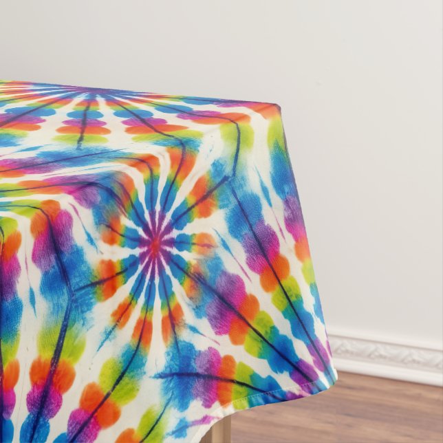 Mesa con Mantel Tie Dye Psicodélico | Mantel Retro (In Situ)
