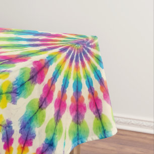Mesa con Tie Dye Psicodélico Mantel Retro Groovy