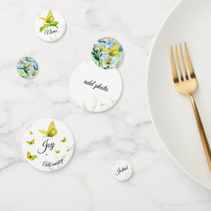 Mesa Confetti Lirio blanco Mariposa amarilla