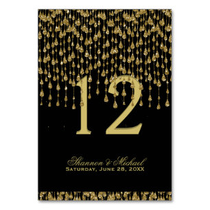 Mesa Confetti negro y oro Tarjeta de asiento