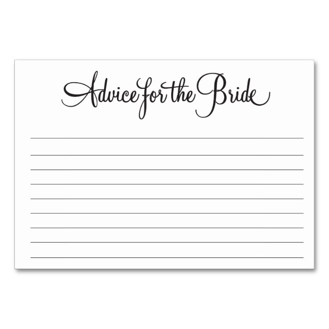 Mesa Consejo para la tarjeta de novia (Anverso)