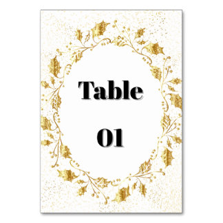 Mesa Corona de hoja de oro elegante tarjeta de número d