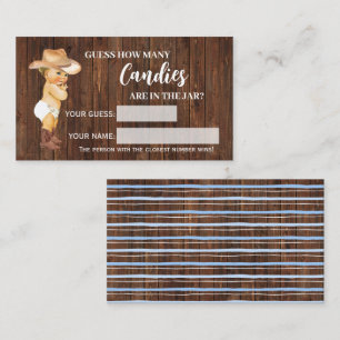 Mesa Cuantos Cowboy Cowboy Tarjeta de Juego Baby Shower