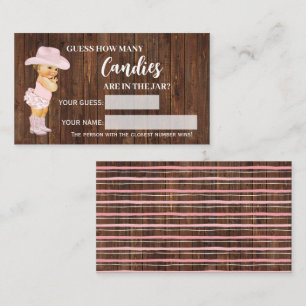 Mesa Cuantos Cowgirl Tarjeta de juego de Baby Shower