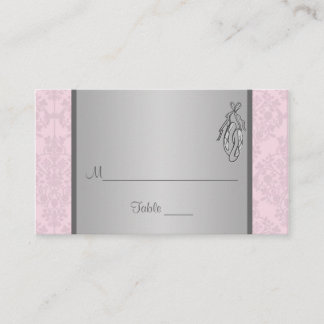 Mesa Damasco rosa y gris, tarjeta de lugar para las zap