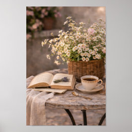 Mesa de café de granja Arte mural floral de natura
